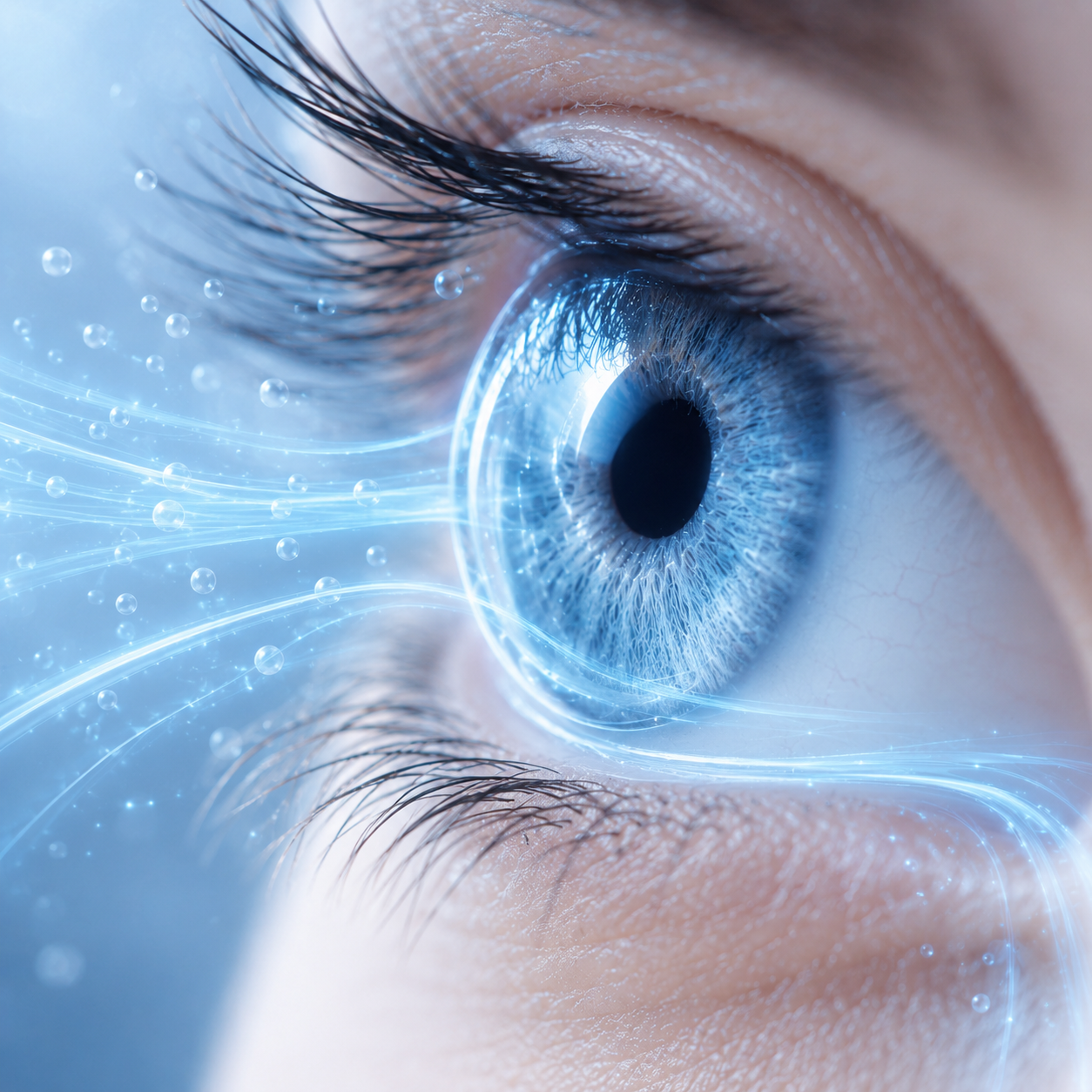 Oxygen flowing through the silicone-hydrogel lens to the eye